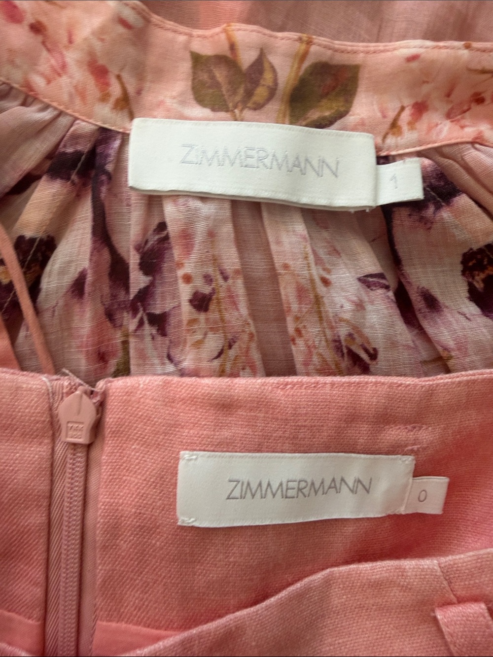 Zimmermann Peach Floral Oversized V-neck Tunic and Shorts Set - Picture 5 of 5